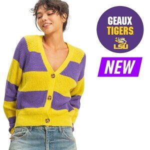Yellow Purple LSU Football Gameday Knit Sweater NEW NWT S-M-L